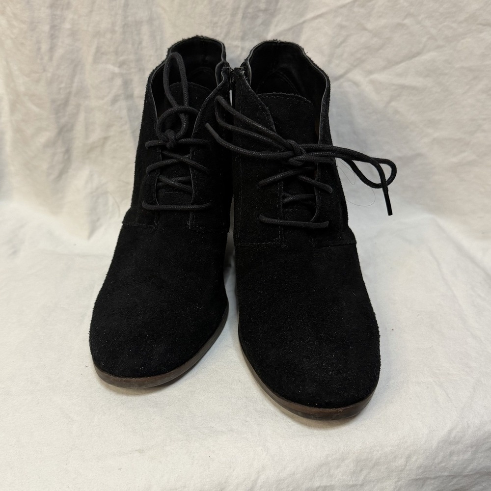 Lucky Brand Women's Shylow Suede Bootie Boho Preppy Black Size 6.5M Wedge Heel - Picture 5 of 7